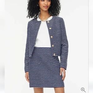 NWT J. Crew Striped Tweed A-line Mini Skirt Ant Navy Ivory Striped CH398 Size 6
